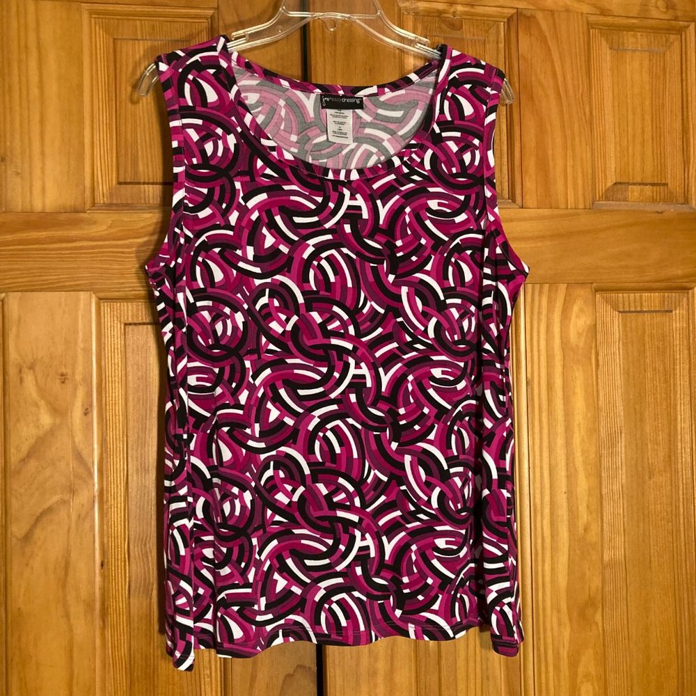 NWOT Just My Size Vintage 90s Top Sleeveless Blouse Purple White Black Size 1X
